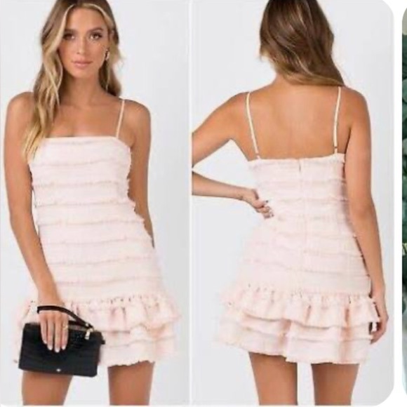 Princess Polly Molina blush petal pink frill hem Ruffle feminine mini dress 6 - Picture 1 of 10